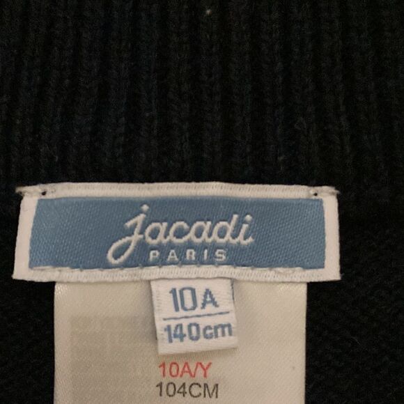 Jacadi Girls NWOT Navy Cotton Cardigan with Zip front. Size Medium. - Picture 4 of 5